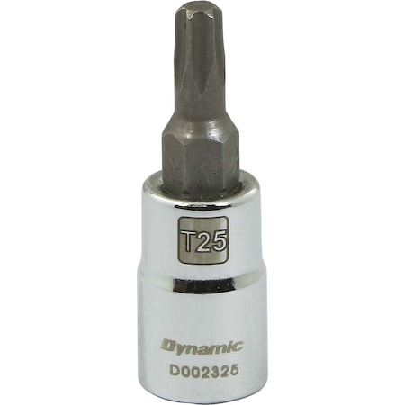 Dynamic Tools 1/4 Drive Torx Head Socket, Std Length Chrome, Torx Bit T25 D002325